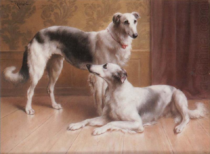 Carl Reichert Hounds in an Interior china oil painting image